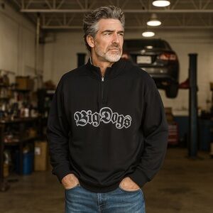 Y2K Big Dogs Black Substantial‎ Cowlneck Quarter Zip Novelty Fun Outdoors L